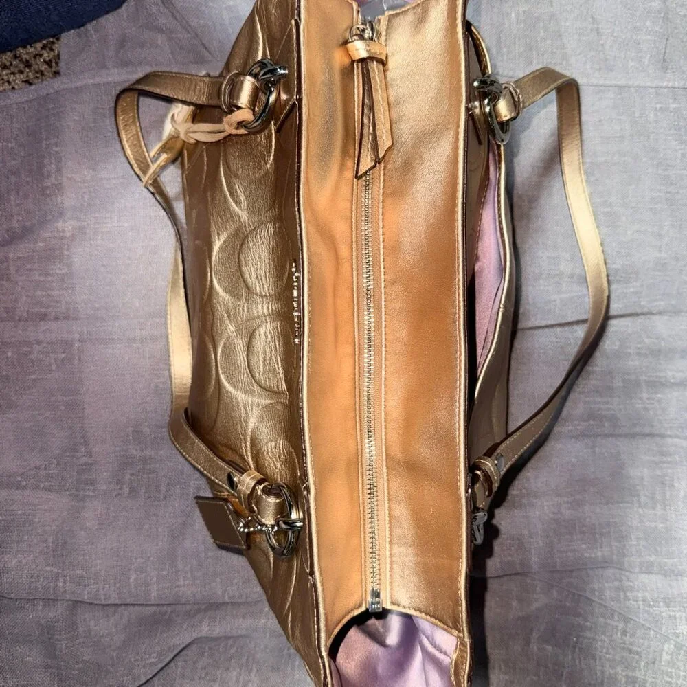 Coach Gold Tote Bag with Silk Lavender Interior ✨💜